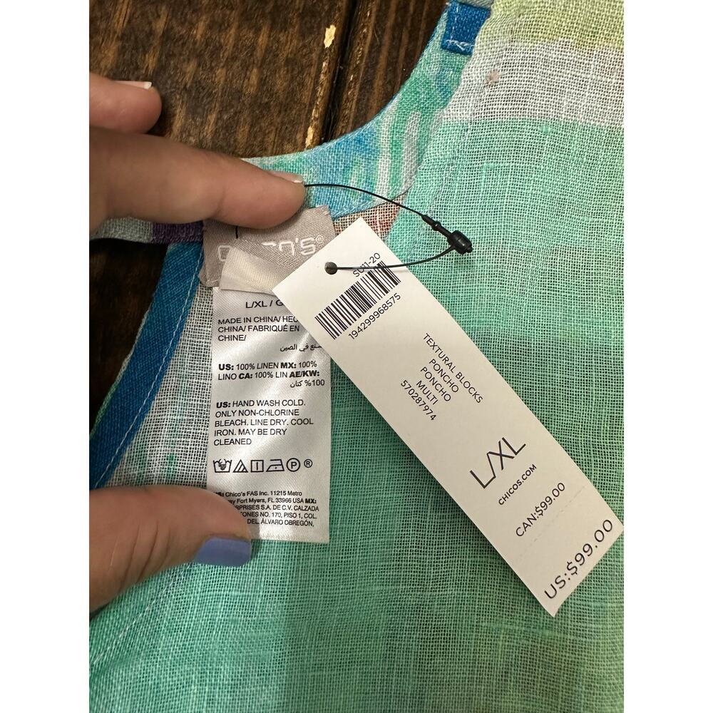 CHICOS watercolor linen tunic L-XL NWT - Picture 4 of 5
